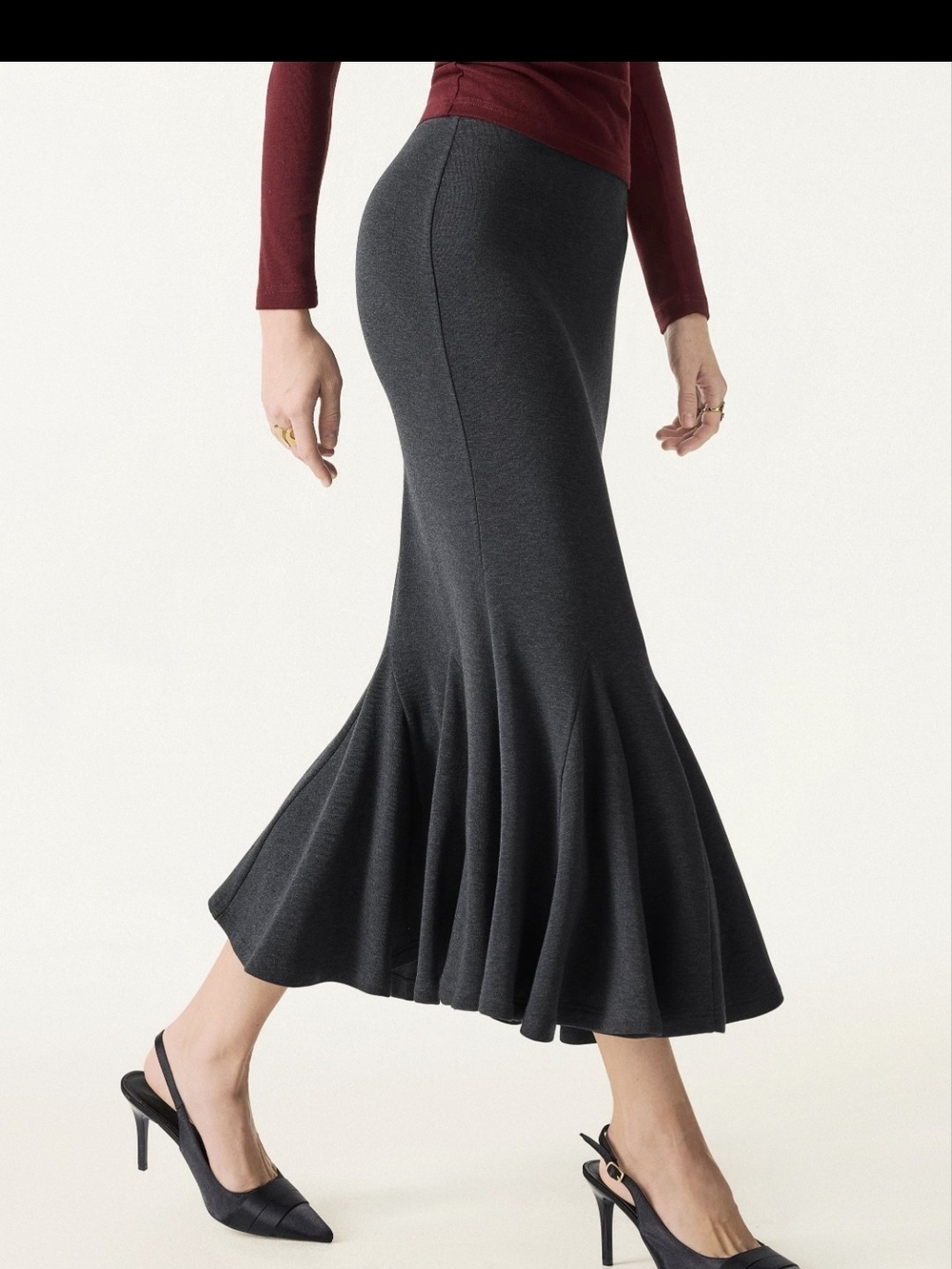 OGL Move Black Knit Mermaid Midi Skirt, Size Small, New With Tags